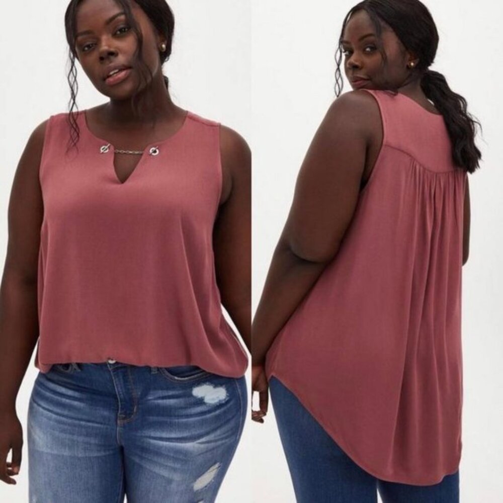 Torrid | Crepe Chain Detail Tank "Rose Brown" | Size 2